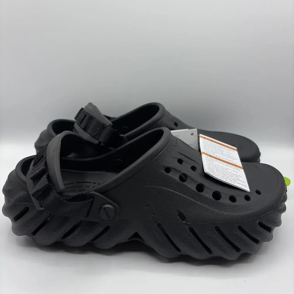 Crocs Echo Clogs Mules 207937 Men’s Size 8 Black Slip On Comfort Sandals NWT